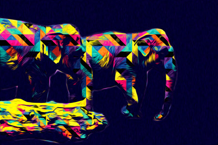 Elephant art illustration retro vintage old