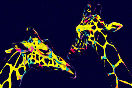 Drawing art drawing illustration of giraffeqの写真素材