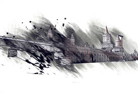 Berlin art drawing sketch illustration fun design vintage retroの写真素材