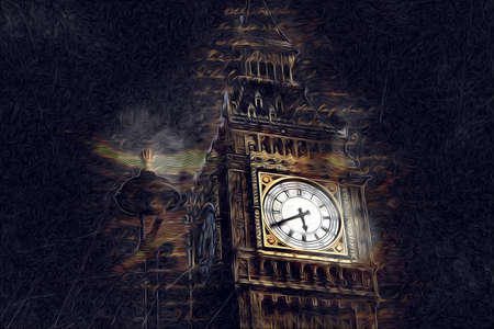 London big ben art drawing sketch illustration fun design vintage retroの写真素材