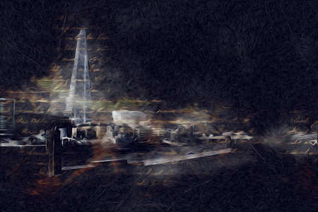 London big ben art drawing sketch illustration fun design vintage retroの写真素材