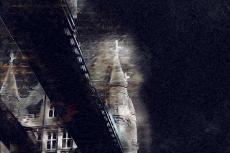 London big ben art drawing sketch illustration fun design vintage retroの写真素材