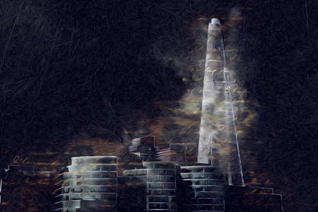 London big ben art drawing sketch illustration fun design vintage retroの写真素材