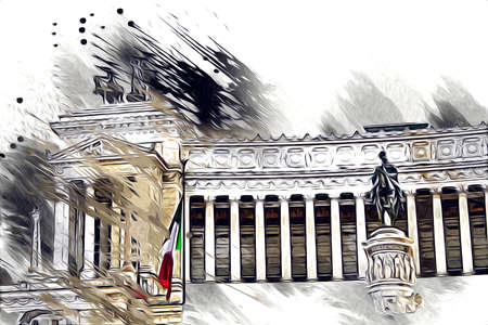 Rome Italy art drawing sketch illustration fun design vintage retroの写真素材