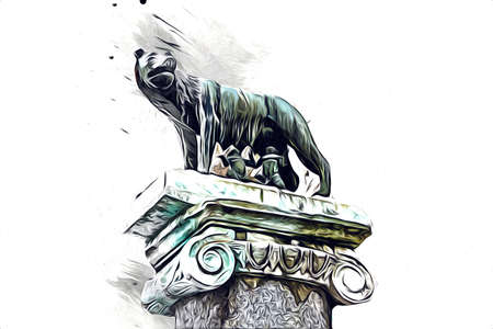 Rome Italy art drawing sketch illustration fun design vintage retroの写真素材