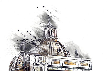 Rome Italy art drawing sketch illustration fun design vintage retroの写真素材