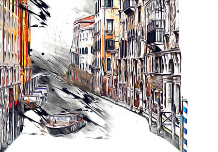 Venice art drawing sketch illustration fun design vintage retroの写真素材