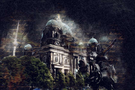 Berlin art drawing sketch illustration fun design vintage retroの写真素材