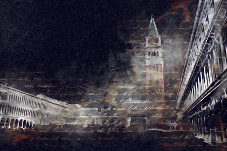 Venice art drawing sketch illustration fun design vintage retroの写真素材