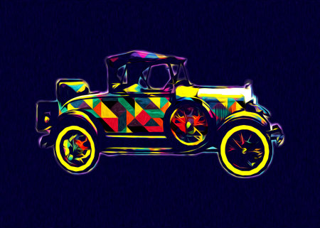 Vintage Retro Classic Old Car Illustration
