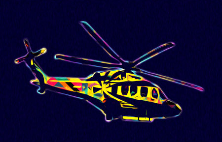 military helicopter drawing illustration art vintageの写真素材
