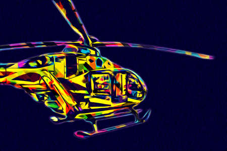 military helicopter drawing illustration art vintageの写真素材