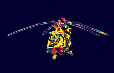 military helicopter drawing illustration art vintageの写真素材