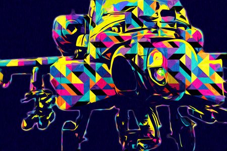 military helicopter drawing illustration art vintageの写真素材