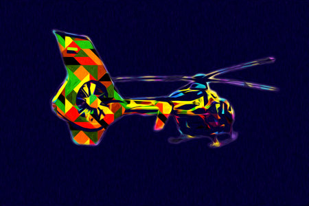 military helicopter drawing illustration art vintageの写真素材