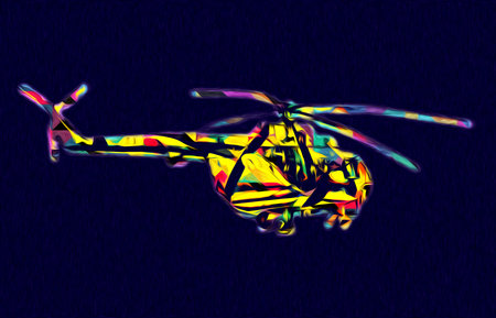military helicopter drawing illustration art vintageの写真素材