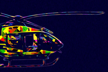 military helicopter drawing illustration art vintageの写真素材