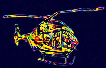 military helicopter drawing illustration art vintageの写真素材