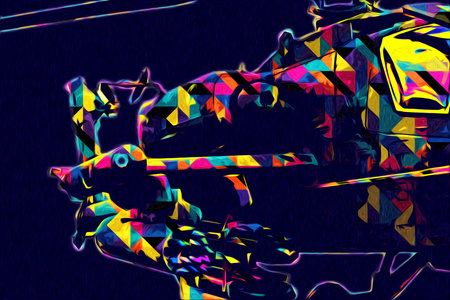 military helicopter drawing illustration art vintageの写真素材