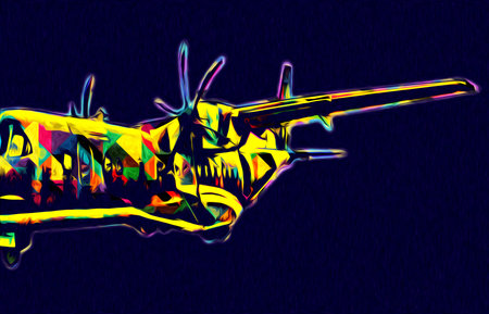 American jet fighter aircraft drawing illustration art vintageの写真素材