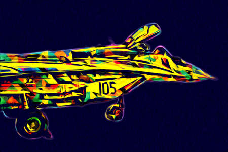 American jet fighter aircraft drawing illustration art vintageの写真素材