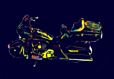 Motor cycle llustration color isolated art vintage retroの写真素材