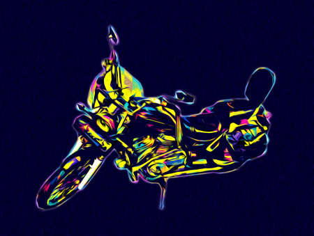 Motor cycle llustration color isolated art vintage retroの写真素材
