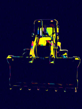 Excavator tractor illustration color isolated art work antique oldの写真素材