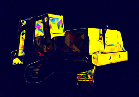 Excavator illustration color isolated art workの写真素材