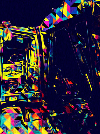 Excavator illustration color isolated art work