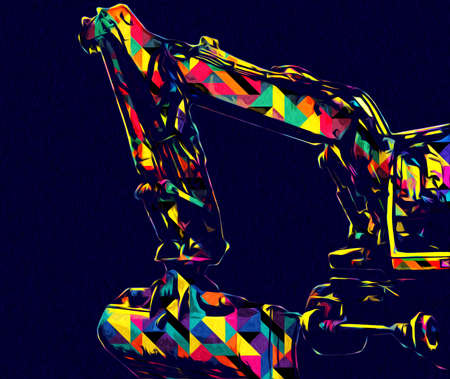 Excavator illustration color isolated art workの写真素材
