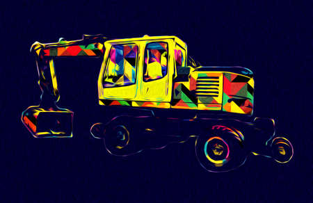 Excavator illustration color isolated art workの写真素材