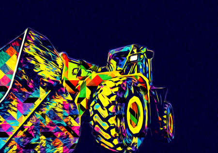Excavator illustration color isolated art workの写真素材