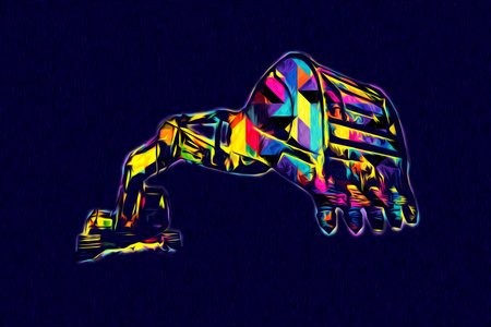 Excavator illustration color isolated art workの写真素材
