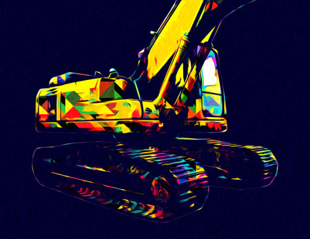 Excavator illustration color isolated art work