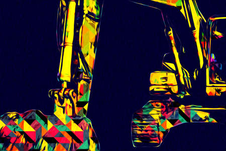 Excavator illustration color isolated art workの写真素材