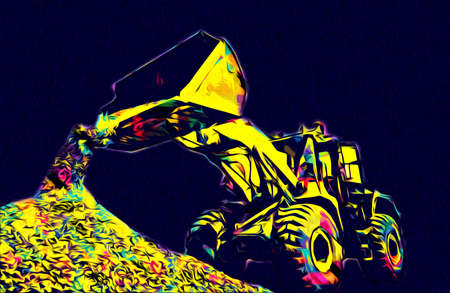 Excavator illustration color isolated art workの写真素材