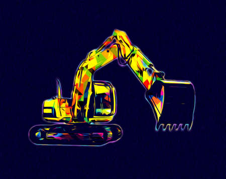 Excavator illustration color isolated art workの写真素材
