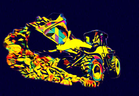 Excavator illustration color isolated art workの写真素材