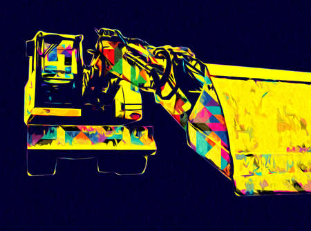 Excavator illustration color isolated art workの写真素材