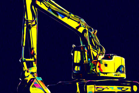 Excavator illustration color isolated art workの写真素材
