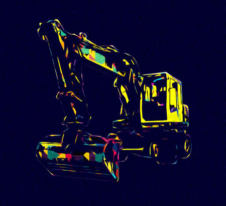 Excavator illustration color isolated art workの写真素材