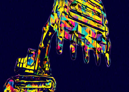 Excavator illustration color isolated art workの写真素材
