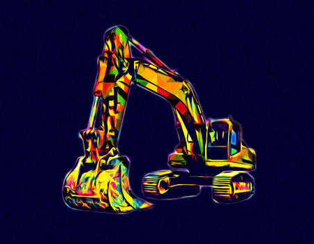 Excavator illustration color isolated art workの写真素材