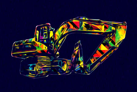 Excavator illustration color isolated art workの写真素材