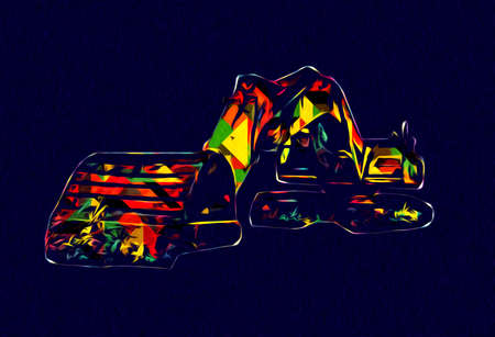Excavator illustration color isolated art workの写真素材