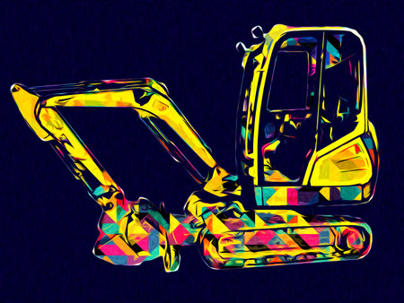 Excavator illustration color isolated art work