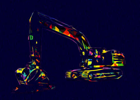 Excavator illustration color isolated art workの写真素材