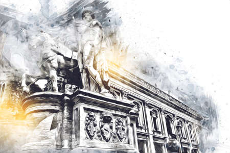 Rome Italy art drawing sketch illustration fun design vintage retroの写真素材