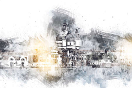 Venice art drawing sketch illustration fun design vintage retroの写真素材